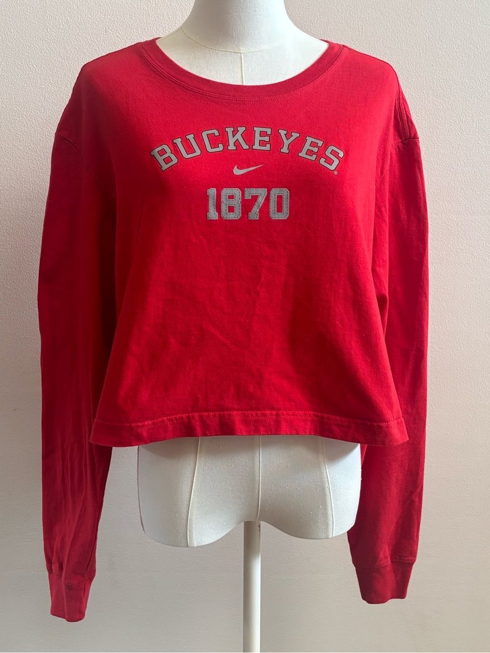 Nike Ohio State Buckeyes Cropped Tee Red Medium Loose Fit